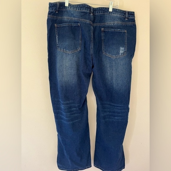 Midiross Women's Ripped Low Waist Straight Leg Jeans Blue Denim plus size new - Picture 2 of 3